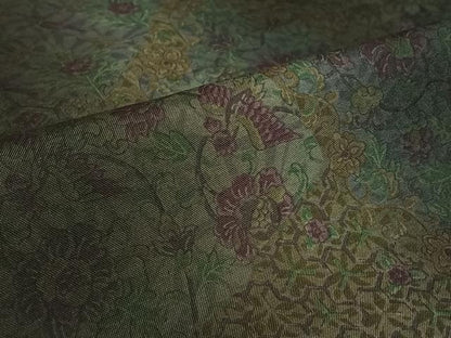 平和屋着物▽本場染大島紬　単衣　草花文　正絹　逸品　AABL8944jh