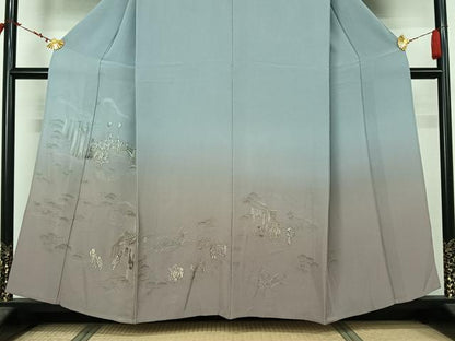 平和屋着物▽訪問着 単衣 中国三大刺繍 スワトウ刺繍 汕頭刺繍 総刺繍 人物風景文 暈し染め 金糸 さが美扱い 正絹 逸品 AABL8945jh