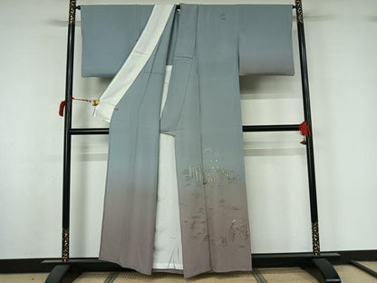 平和屋着物▽訪問着 単衣 中国三大刺繍 スワトウ刺繍 汕頭刺繍 総刺繍 人物風景文 暈し染め 金糸 さが美扱い 正絹 逸品 AABL8945jh
