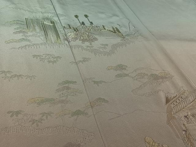 平和屋着物▽訪問着 単衣 中国三大刺繍 スワトウ刺繍 汕頭刺繍 総刺繍 人物風景文 暈し染め 金糸 さが美扱い 正絹 逸品 AABL8945jh