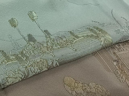 平和屋着物▽訪問着 単衣 中国三大刺繍 スワトウ刺繍 汕頭刺繍 総刺繍 人物風景文 暈し染め 金糸 さが美扱い 正絹 逸品 AABL8945jh