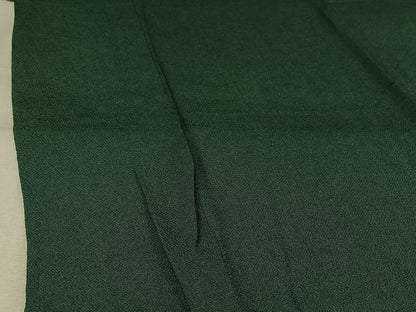 平和屋着物▽上質な色無地　単衣　千歳緑色　鬼しぼ縮緬　正絹　逸品　AABL8946jh