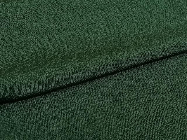 平和屋着物▽上質な色無地　単衣　千歳緑色　鬼しぼ縮緬　正絹　逸品　AABL8946jh