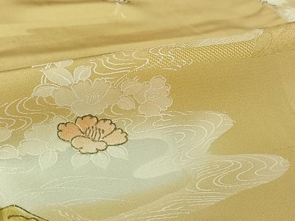 平和屋着物▽上質な小紋　単衣　風景花文　暈し染め　金彩　正絹　逸品　AABL8947jh