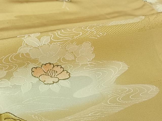 平和屋着物▽上質な小紋　単衣　風景花文　暈し染め　金彩　正絹　逸品　AABL8947jh