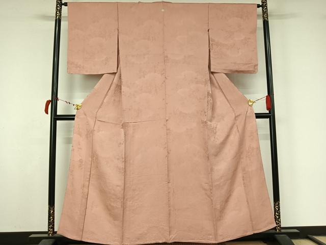 平和屋着物▽上質な色無地　単衣　雲重ね花地紋　虹色　正絹　逸品　AABL8948jh
