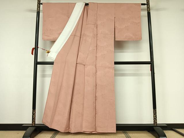 平和屋着物▽上質な色無地　単衣　雲重ね花地紋　虹色　正絹　逸品　AABL8948jh