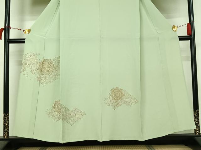 平和屋着物▽中国三大刺繡　スワトウ刺繡　汕頭刺繡　総刺繍　色留袖　単衣　正倉院花文　正絹　逸品　AABL8952jh