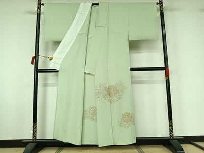 平和屋着物▽中国三大刺繡　スワトウ刺繡　汕頭刺繡　総刺繍　色留袖　単衣　正倉院花文　正絹　逸品　AABL8952jh