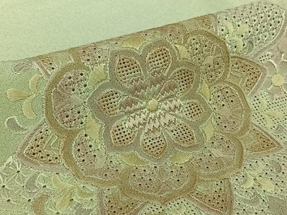 平和屋着物▽中国三大刺繡　スワトウ刺繡　汕頭刺繡　総刺繍　色留袖　単衣　正倉院花文　正絹　逸品　AABL8952jh