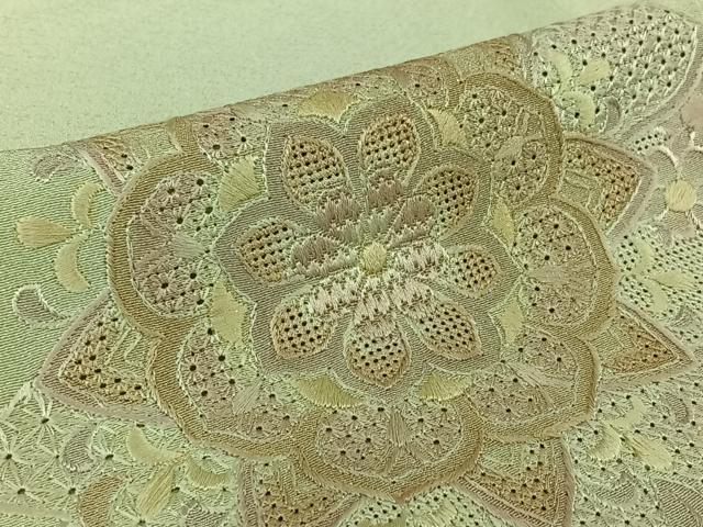 平和屋着物▽中国三大刺繡　スワトウ刺繡　汕頭刺繡　総刺繍　色留袖　単衣　正倉院花文　正絹　逸品　AABL8952jh