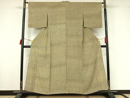 平和屋着物▽上質な小紋　単衣　網目文　正絹　逸品　AABL8958jh