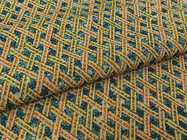 平和屋着物▽上質な小紋　単衣　網目文　正絹　逸品　AABL8958jh