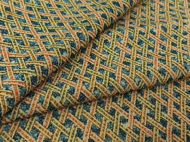 平和屋着物▽上質な小紋　単衣　網目文　正絹　逸品　AABL8958jh