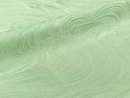 平和屋着物▽上質な色無地　単衣　立波地紋　白緑色　正絹　逸品　AABL8959jh