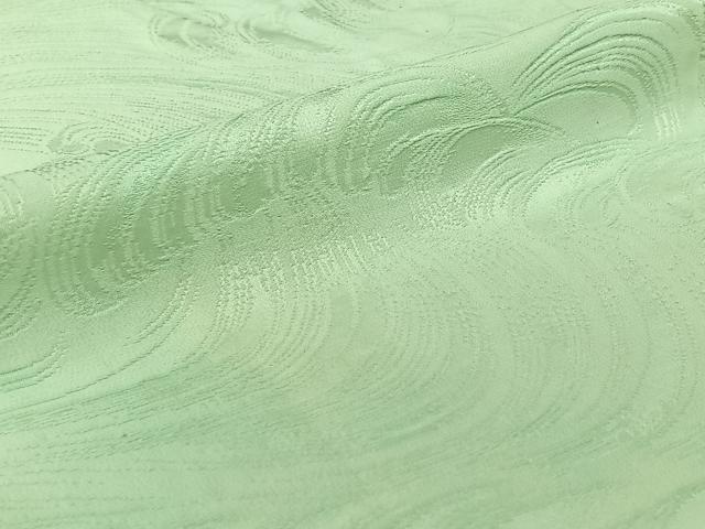 平和屋着物▽上質な色無地　単衣　立波地紋　白緑色　正絹　逸品　AABL8959jh