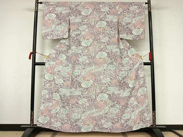 平和屋着物▽小紋　単衣　辻が花　暈し染め　洗える着物　AABL8961jh