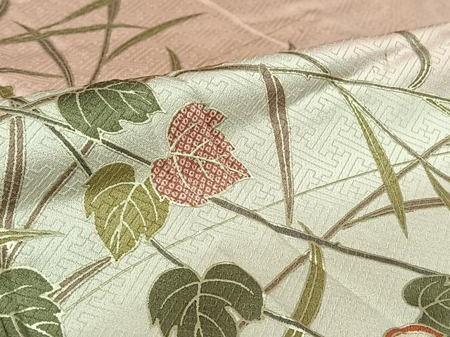 平和屋着物▽訪問着　単衣　唐草文　暈し染め　金彩　正絹　逸品　AABL8966jh