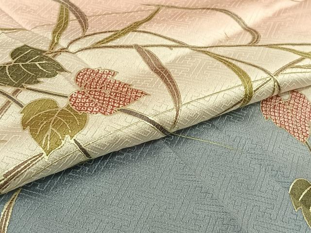平和屋着物▽訪問着　単衣　唐草文　暈し染め　金彩　正絹　逸品　AABL8966jh
