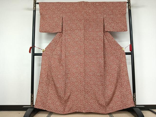 平和屋着物▽上質な小紋　単衣　遠州椿　正絹　逸品　AABL8967jh