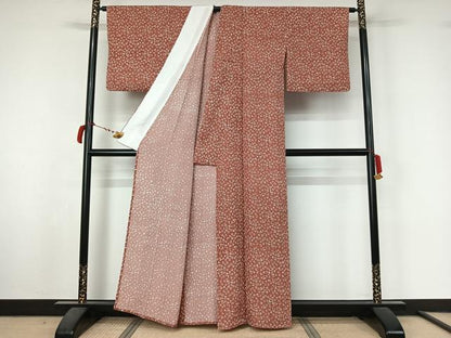 平和屋着物▽上質な小紋　単衣　遠州椿　正絹　逸品　AABL8967jh