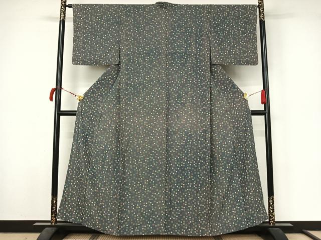 平和屋着物▽上質な小紋　単衣　舞花文　正絹　逸品　AABL8968jh