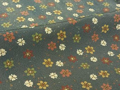 平和屋着物▽上質な小紋　単衣　舞花文　正絹　逸品　AABL8968jh