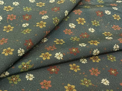 平和屋着物▽上質な小紋　単衣　舞花文　正絹　逸品　AABL8968jh