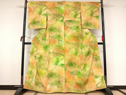 平和屋着物▽上質な小紋　単衣　霞文　正絹　逸品　AABL8971jh