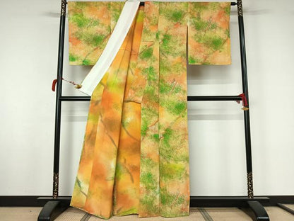 平和屋着物▽上質な小紋　単衣　霞文　正絹　逸品　AABL8971jh