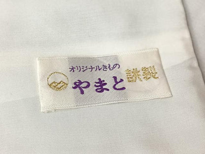平和屋着物▽上質な紬　単衣　幾何学文様　やまと誂製　正絹　逸品　AABL8972jh