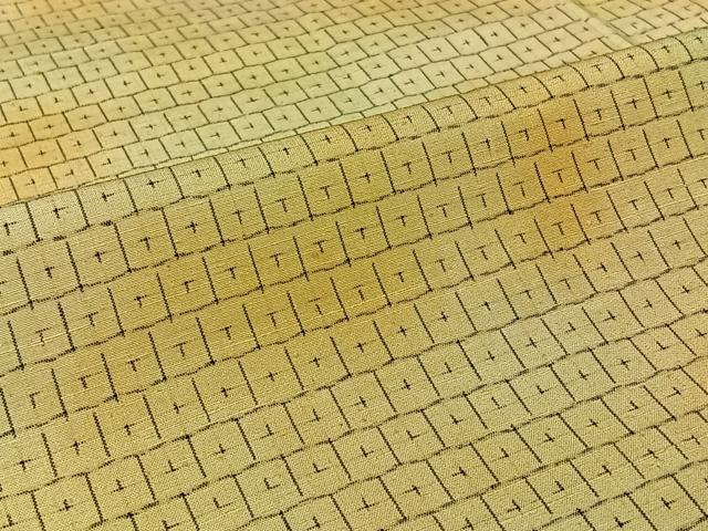 平和屋着物▽上質な紬　単衣　亀甲柄　暈し染め　正絹　逸品　AABL8974jh