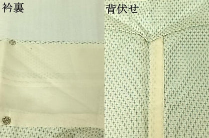 平和屋着物▽お召　単衣　十字絣　正絹　逸品　AABL8977jh