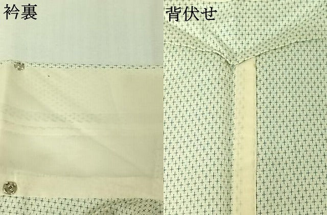 平和屋着物▽お召　単衣　十字絣　正絹　逸品　AABL8977jh