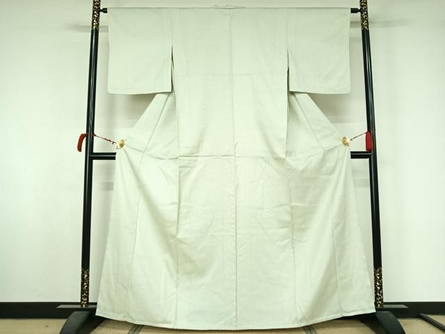 平和屋着物▽お召　単衣　十字絣　正絹　逸品　AABL8977jh