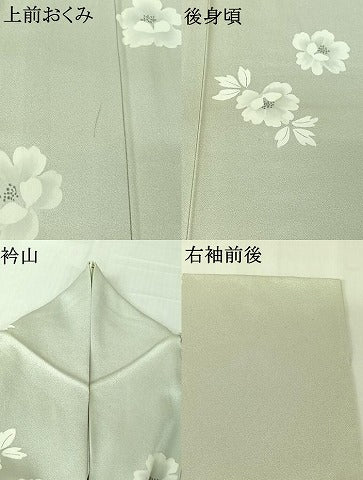 平和屋着物▽上質な小紋　単衣　草花文　正絹　逸品　AABL8978jh