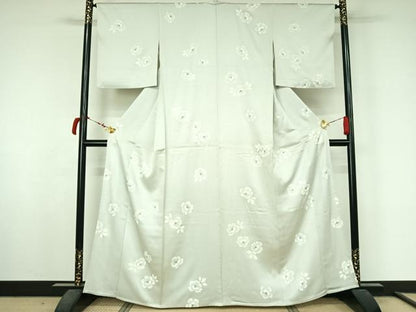 平和屋着物▽上質な小紋　単衣　草花文　正絹　逸品　AABL8978jh