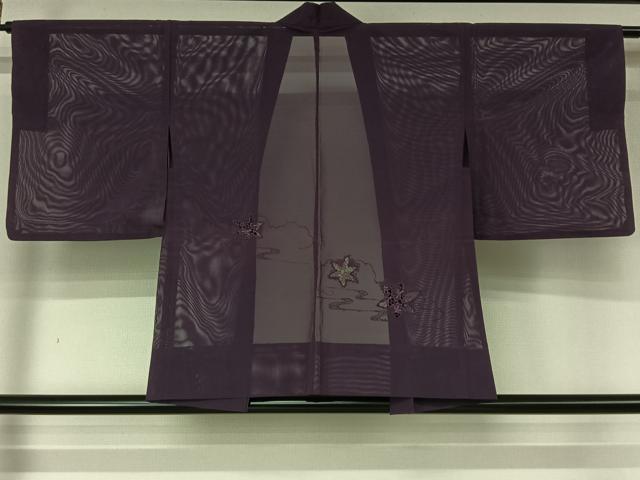 平和屋着物▽羽織　スリーシーズン　春夏秋　塵除け　楓文　深紫色　洗える着物　AABL8981jh