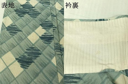 平和屋着物▽上質な小紋　単衣　幾何学文様　正絹　逸品　AABL8983jh