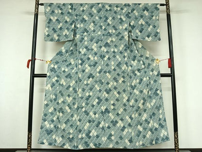平和屋着物▽上質な小紋　単衣　幾何学文様　正絹　逸品　AABL8983jh
