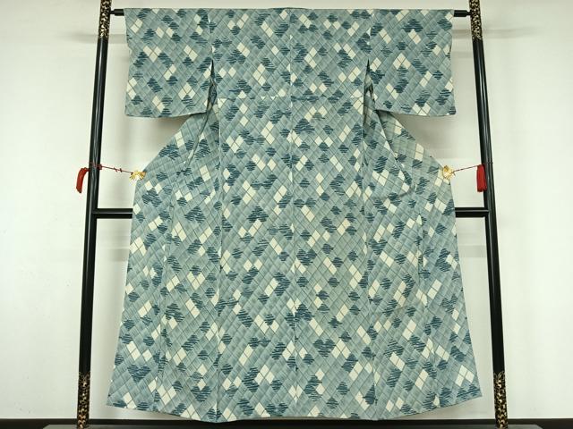 平和屋着物▽上質な小紋　単衣　幾何学文様　正絹　逸品　AABL8983jh