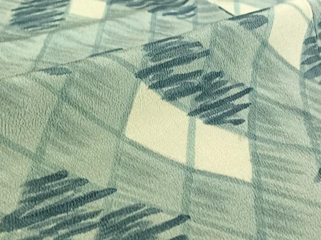 平和屋着物▽上質な小紋　単衣　幾何学文様　正絹　逸品　AABL8983jh