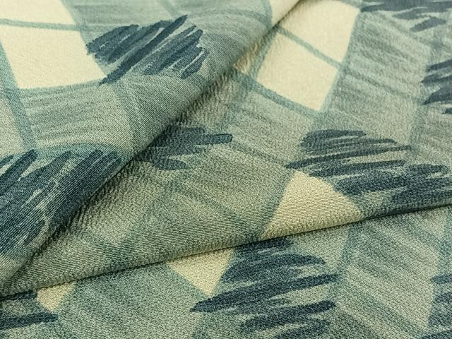 平和屋着物▽上質な小紋　単衣　幾何学文様　正絹　逸品　AABL8983jh