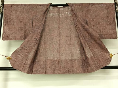 平和屋着物▽道行コート　スリーシーズン　春夏秋　塵除け　市松丸文　正絹　逸品　AABL8994jh