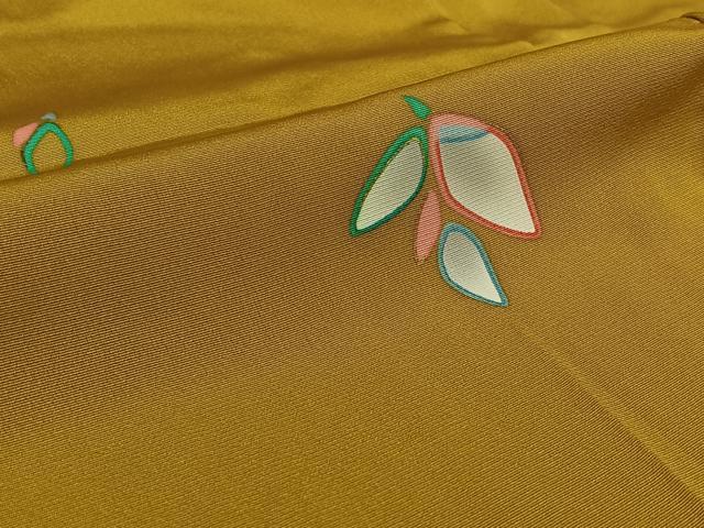 平和屋着物▽上質な小紋　単衣　舞葉文　金彩　正絹　逸品　AABL8998jh