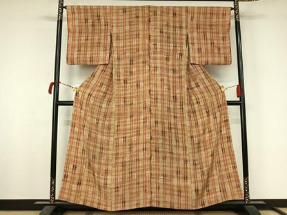 平和屋着物▽上質な小紋　単衣　変わり縞　正絹　逸品　AABL8999jh