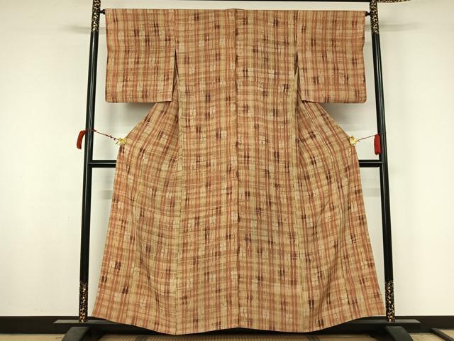 平和屋着物▽上質な小紋　単衣　変わり縞　正絹　逸品　AABL8999jh