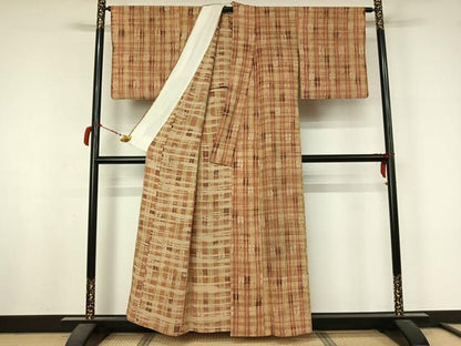 平和屋着物▽上質な小紋　単衣　変わり縞　正絹　逸品　AABL8999jh