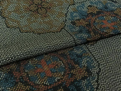 平和屋着物▽上質な紬　単衣　花亀甲文　正絹　逸品　AABL9000jh
