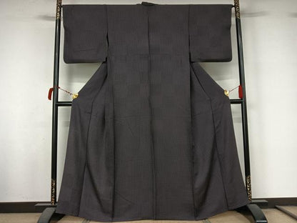平和屋着物▽上質な小紋　単衣　格子　正絹　逸品　AABL9002jh